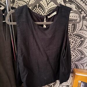 Abercrombie & Fitch Linen-blend Black Blouse